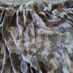 Y2K Juicy Couture Black / Gray Velour Rhinestone "Big Bling" Track Pants Size 1X